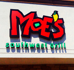 Moes Southwest Grill logo. Get a free birthday meal at Moes.